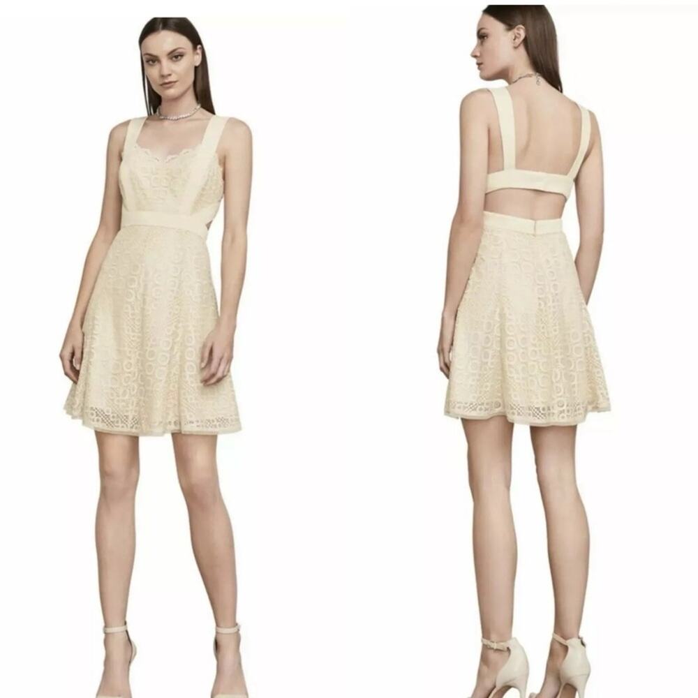 New Bcbgmaxazria Cream Open Back Alena Dress Sz 10 - image 1